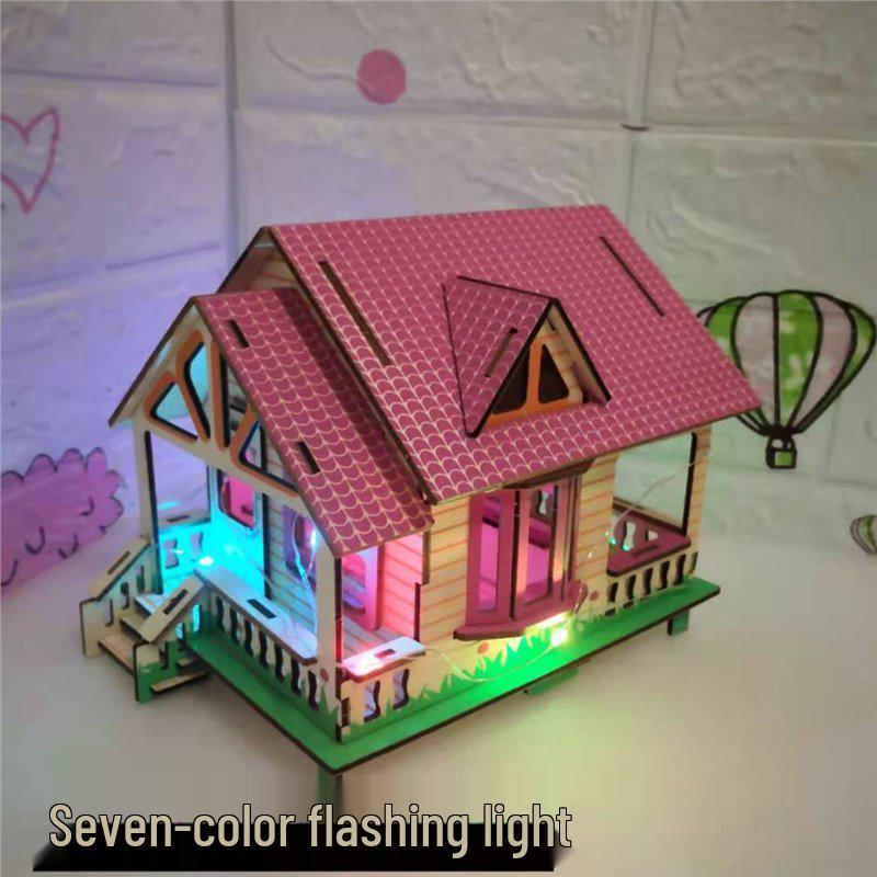 3D Wooden DIY Log Cabin Model - Creative Handmade Villa Puzzle for Adults