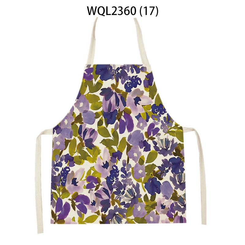 Flowers Pattern Kitchen Sleeveless Aprons Linen Bib Household Men Women Antifouling Clean Cooking Baking Waist Bib
