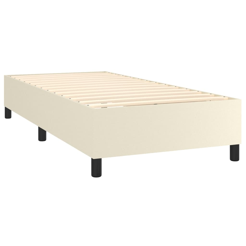 Box Spring Bed Frame Cream 90x190 Cm Artificial Leather