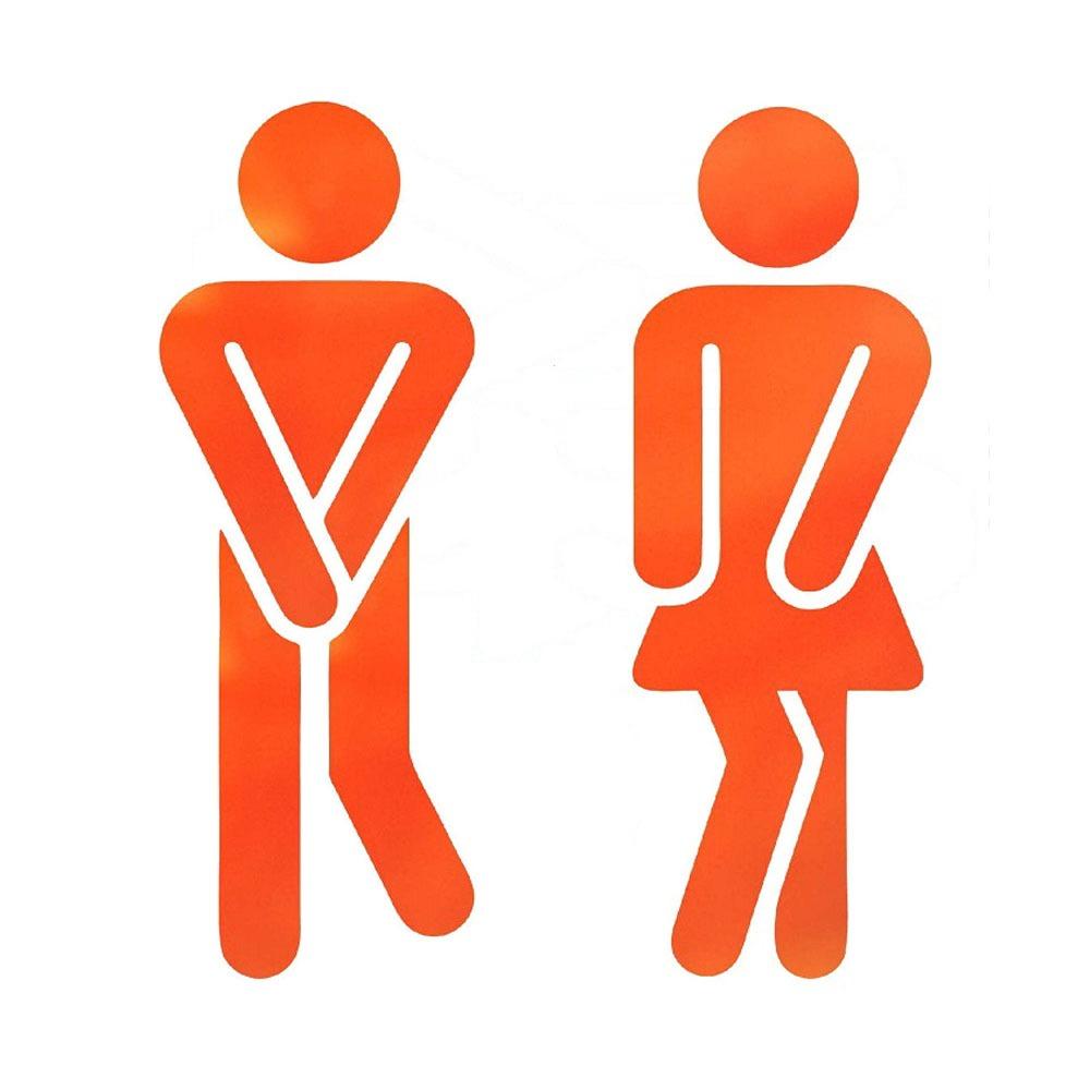 

Gradient Orange Toilet Entrance Sticker Mirror Surface DIY Installation Toilet Sticker Noctilucent Funny Design WC Door Sign