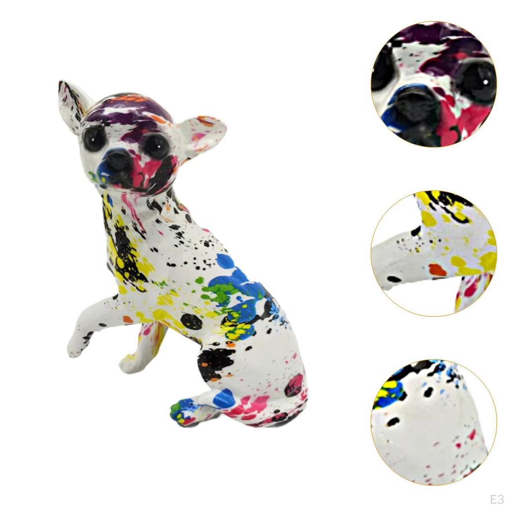 Animal Figurine Chihuahua Pup Ornament Decor Souvenirs Gifts Desktop Graffiti Dog Sculpture