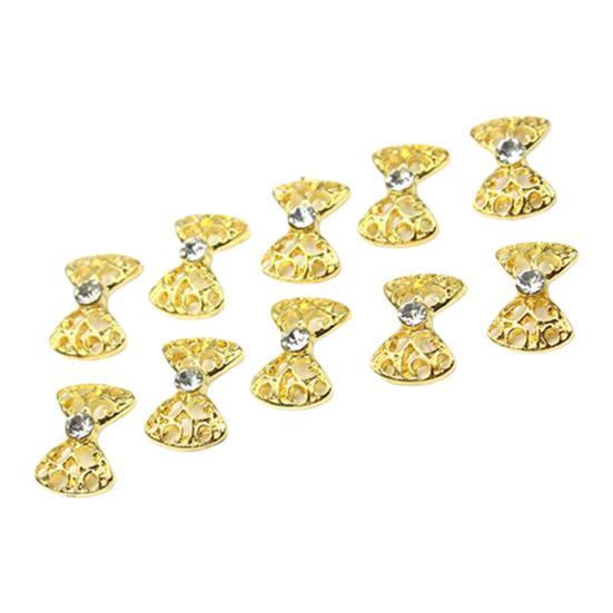 10 Stücke Nail art Aufkleber 3D Bowknot Muster Stilvolle Legierung Strass Nagel Aufkleber für Dating