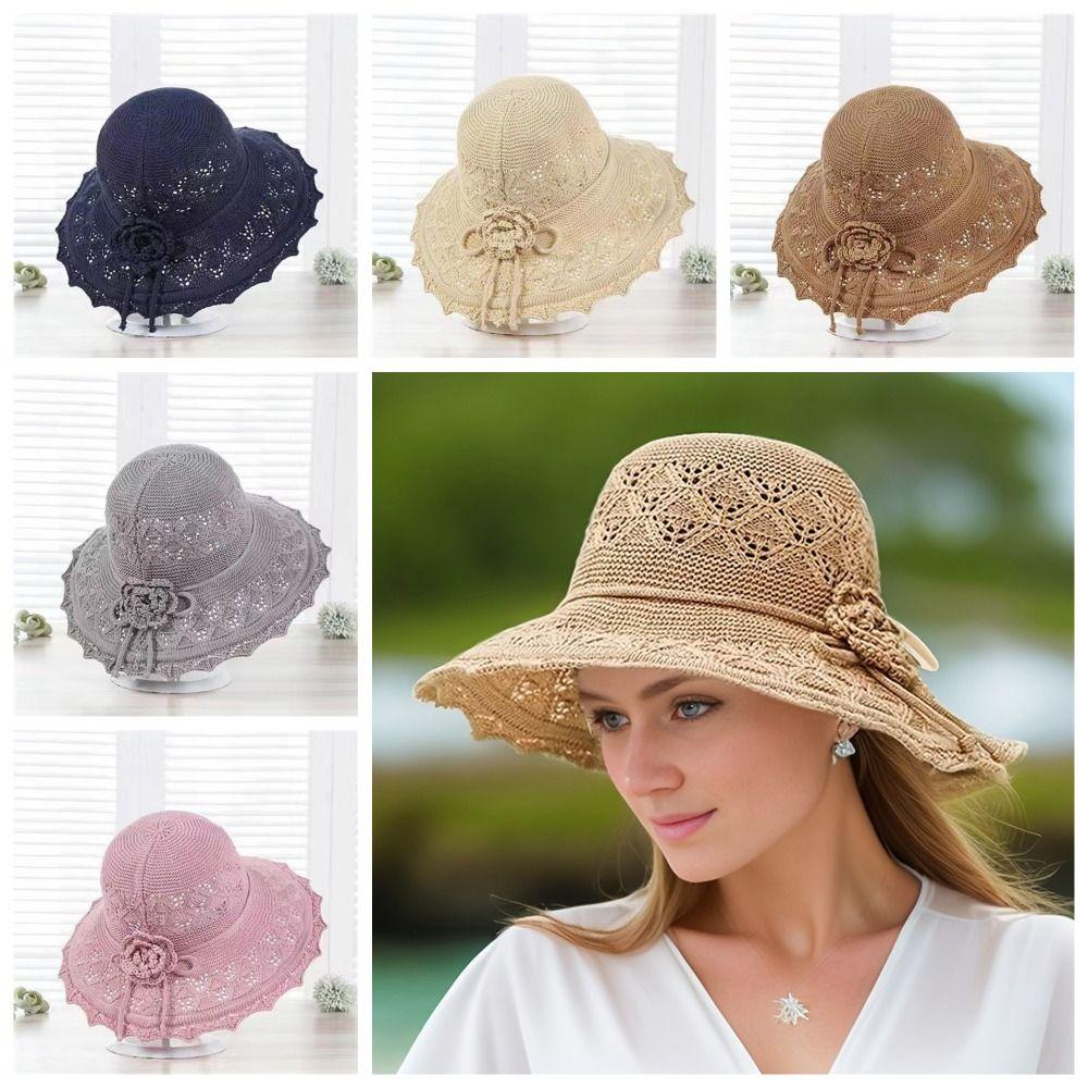 Bowknot Women Sunscreen Hats Breathable Large Brimmed Bucket Hats Elegant Summer Beach Hats  Girls