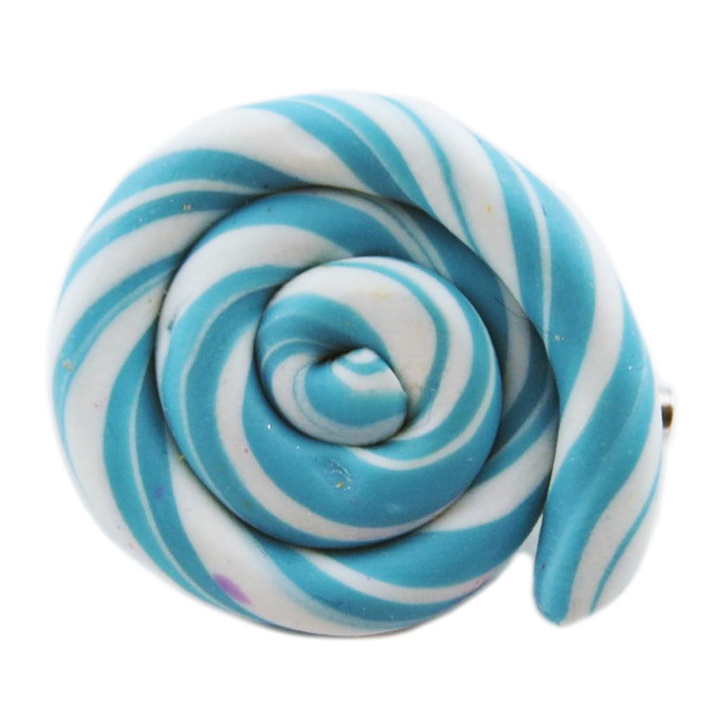 Les Trésors De Lily [R2777] - Handmade Brooch 'Lollipops' Turquoise White - 25x20 Mm