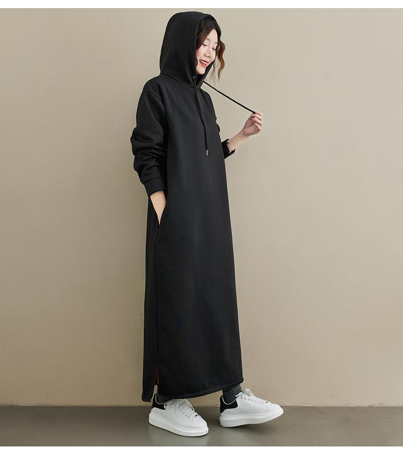 Long Sleeve Plus Size Vintage Hooded New In Dresses for Women Casual Loose Spring Autumn Sweateshirt Dress