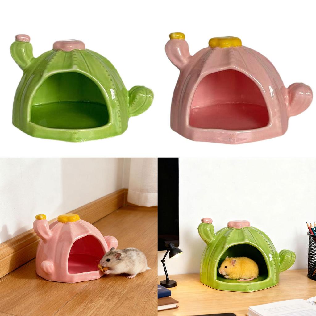 Keramik Hamster Futternapf Multifunktion Cartoon Kleintier Versteck Höhle für Kleintiere Ratten Zubehör