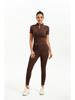 European & American Solid Color Yoga Two-Piece Set: Short Sleeve Top & Nine-Point Pants