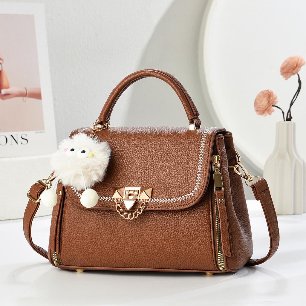 Business Office Pu Leather Crossbody Bag With Lock Clasp For Daily Use