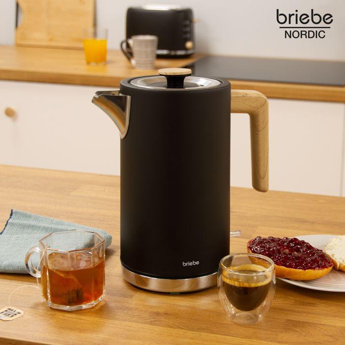 Nordic Bouilloire Électrique 1,7L Sans Fil, Ébullition Rapide Sans BPA, Base 360 Briebe KT1165BLK 2200W Noir 03936
