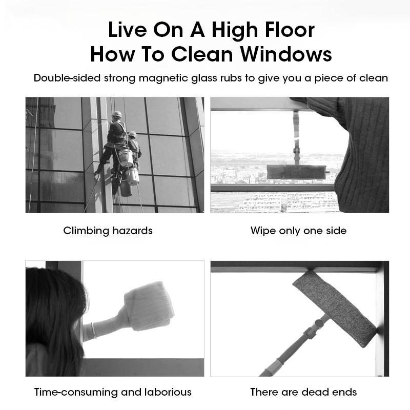 2024 Magnetic Window Cleaner Household Office Special Glass Window Cleaning Tool Automatic Water Discharge Double-layer Wiper