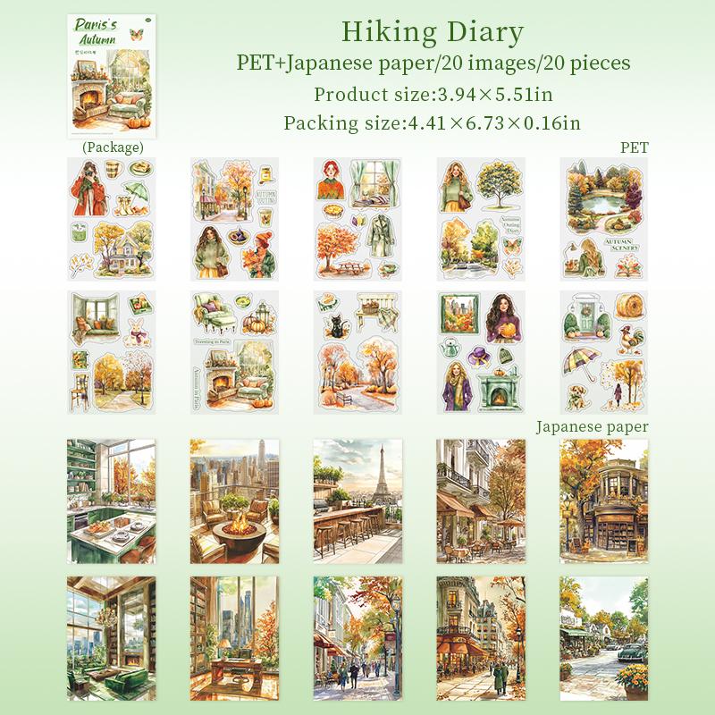 20 de Foi Serie Toamnă Paris Temă Călătorie Carte Autocolante Material Dual Pentru DIY Scrapbooking Decorare Colaj Ramă Foto