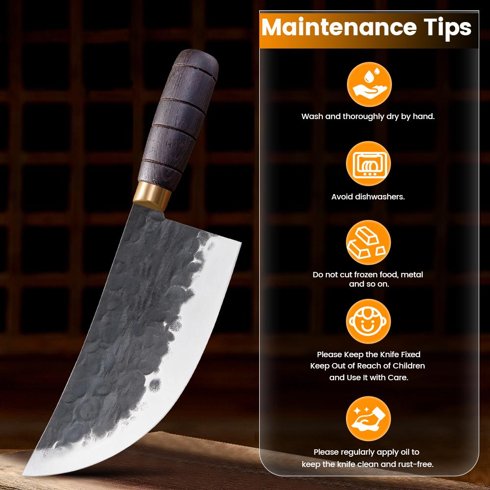 Hand-Forged Meat Cleaver Knife Ultra Sharp 4Cr Stainless Steel  Kitchen Chef Knives Slicing Knife with Solid Wood Handle