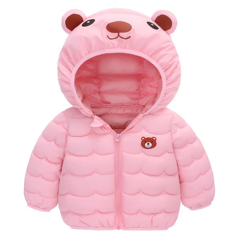

Куртка с капюшоном для малышей 1–5 лет, теплое пальто на молнии в стиле милого медведя 90