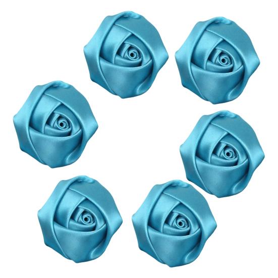 6Pcs Corsage Handmade Reversible Satin Roses Wedding Corsage DIY Hair Accessories Bridal Bouquets Small Floral Accessories