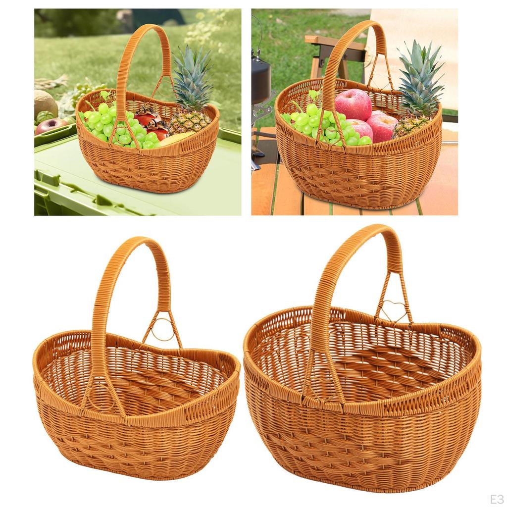 Hand Basket Picking Storage with Handle Woven for Living Room,Home,Wedding,Toys