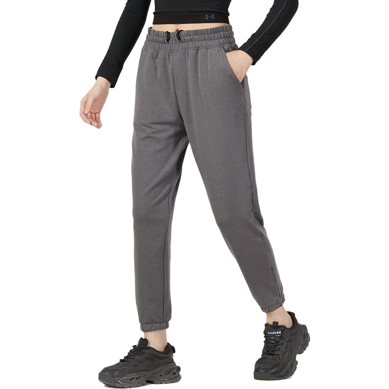 Under Armour Solid Color Drawstring Jogger Pants with Breathable Fabric Women Bottoms Black 1369854-010