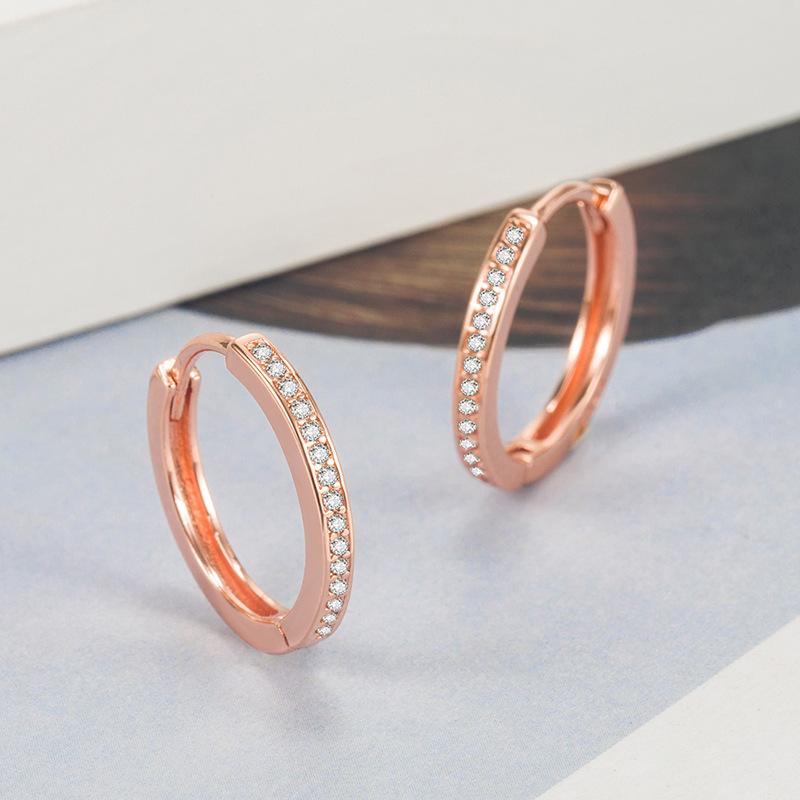 Plated Rose Gold Hoop Earrings Created Crystals Woman Girl Accessory Gift Jewel