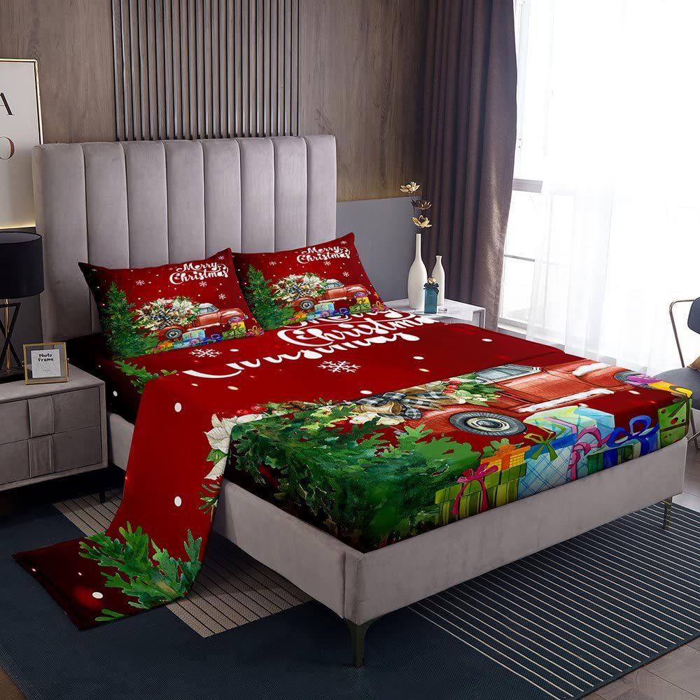 Weihnachtsmotiv Matratze Vier-teiliges Bettwäscheset Schlafzimmer Wohnheim Bettwäsche Dekoration