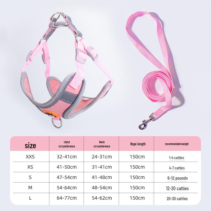 Reflective Adjustable Dog Harness and Leash Set for Small Breeds - Breathable Vest Style