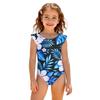 Costume da bagno intero per bambina Estate Stampa Hawaiana Costumi da bagno Bambini Moda Casual Manica a volant Abbigliamento da spiaggia Costume da bagno per bambini