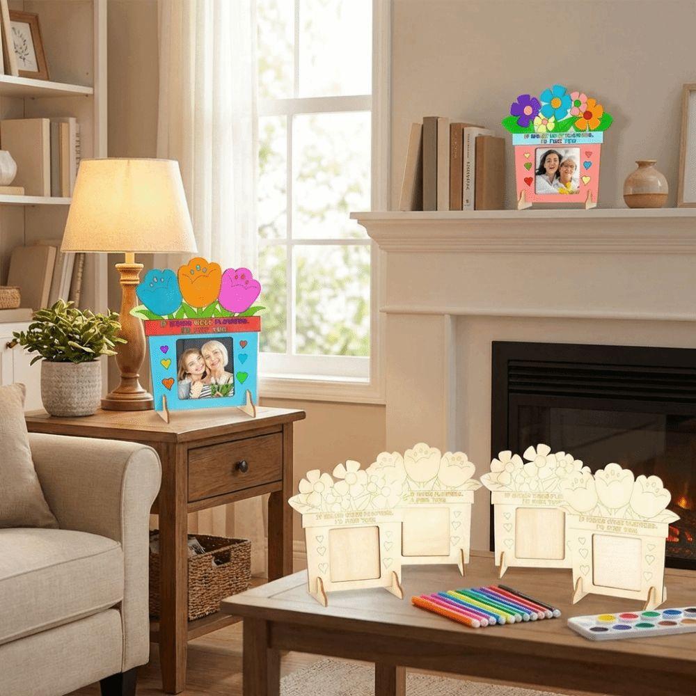 Flower Wooden Picture Frame Handmade Art Mother's Day Frame Photo Display Rack  Mother's Day Gift