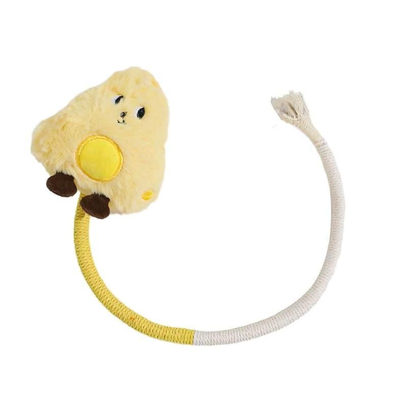 Игрушка для прорезывания зубов для домашних кошек с хлопковой веревкой и плюшем для жевания и ухода за зубами Cheese
