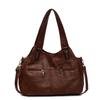 Women's Soft Leather Shoulder Bag Luxury Designer Handbag Ladies Solid Color Casual Large Tote Bag Messenger Commuter Sac A Main