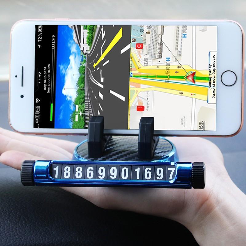 Multifunction 360 Rotatable 2-in-1 Car Phone Holder Aromatherapy ABS Material Temporary Parking Number Plate Dashboard Mount