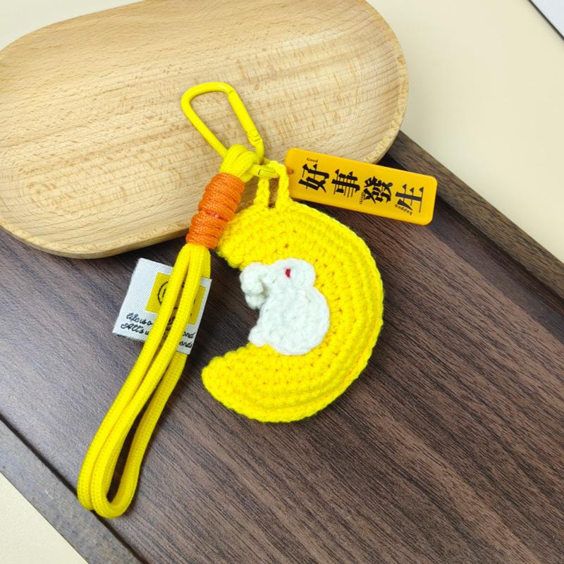 Knitted Moon Rabbit Keychain - Good Luck & Creative Gift Pendant