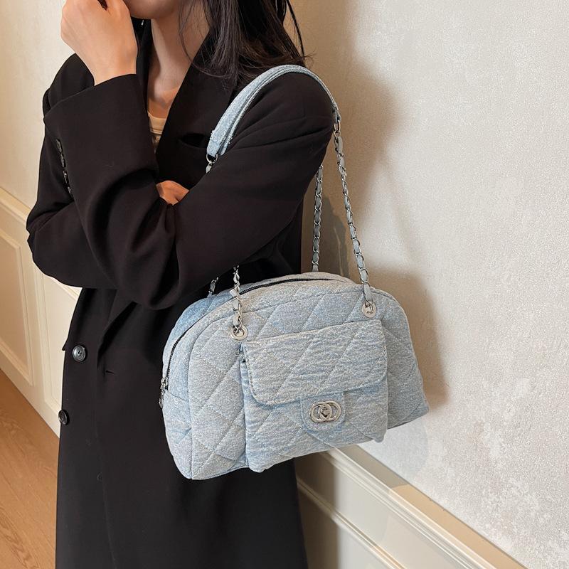 Retro And Old Denim Bags, Fashionable And Simple Commuting In Autumn And Winter, Underarm Bags, Women'S Large-Capacity Tote Bags