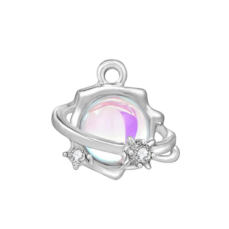 Crystal Heart Moon Crown Butterfly Planet Pendant Beads Stainless Steel Charms Earrings Necklace Jewelry DIY Making Woman Gifts