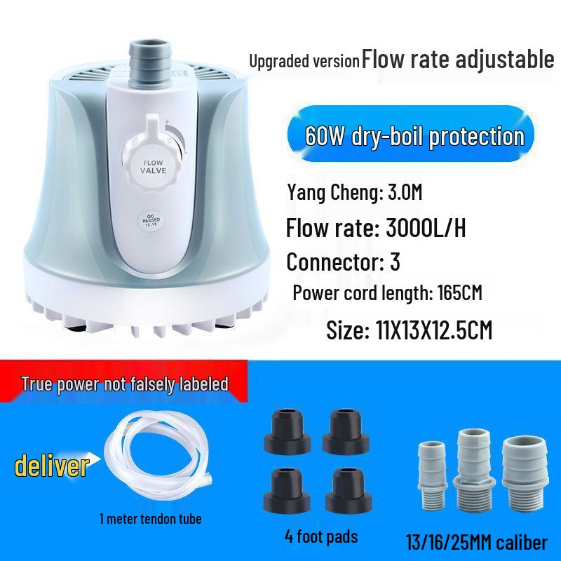 Pompă submersibilă de acvariu cu zgomot redus, cu aspirație inferioară și filtru