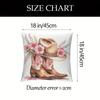 1 Piece A Pair Of Boots With Hat Theme, Square Pillowcase, Printed Material Suitable For Home Office, Sofa, Single Side Printing