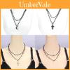 Halloween Gothic Cross Necklace With Multilayer Alloy Chain For Men Women