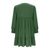 Women Casual V Neck Pleated High Waist Ruffle Trim Long Sleeve Loose Fit Dress Suitable for Everyday Wear and Various Occasions