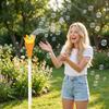 Outdoor Bubble Machine with Light-Up Pole Stand Adjustable Height Battery Operated Bubble Blower Toy for Kids Backyard Fun