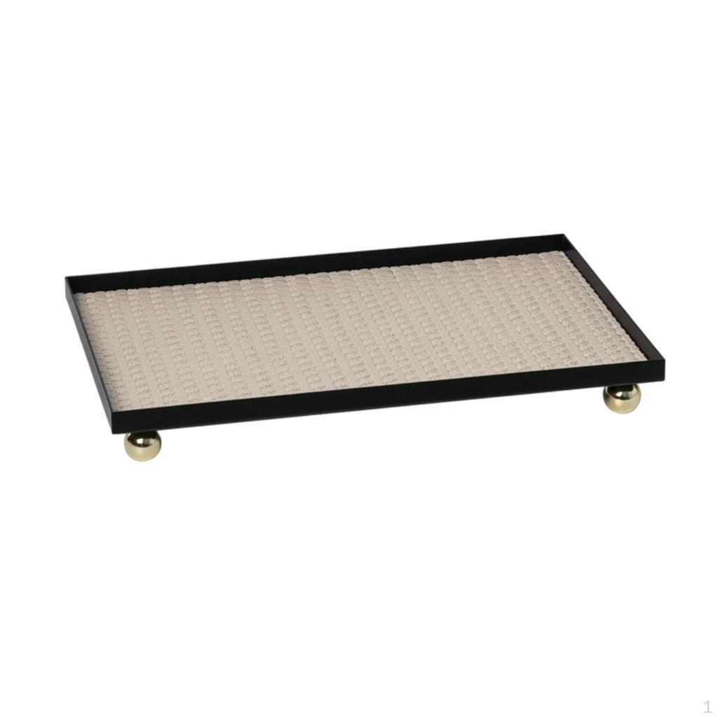 Faux Leather Tray Rectangular with Ball Feet Frame Home Decor for Entryway Table, Dresser,