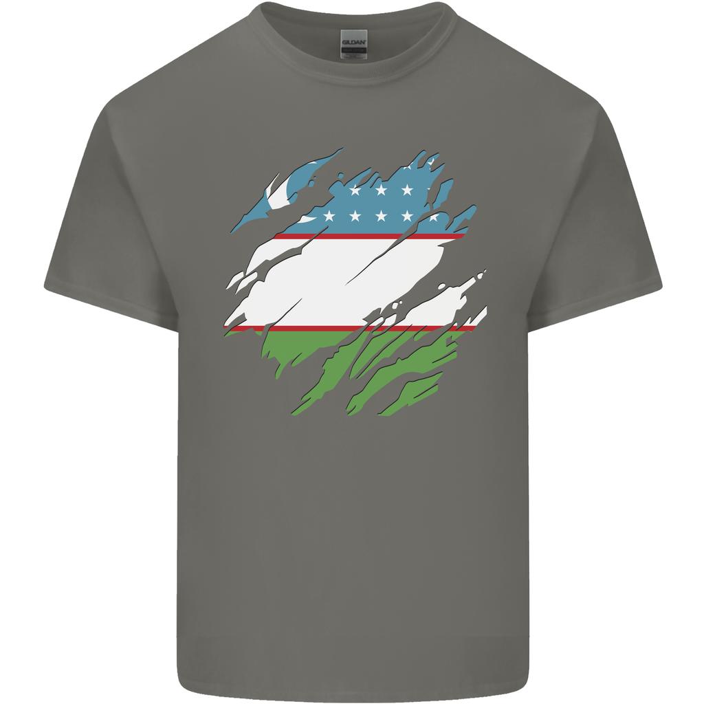 Torn Uzbekistan Flag Uzbek Day Football Unisexs Light Cotton TShirt