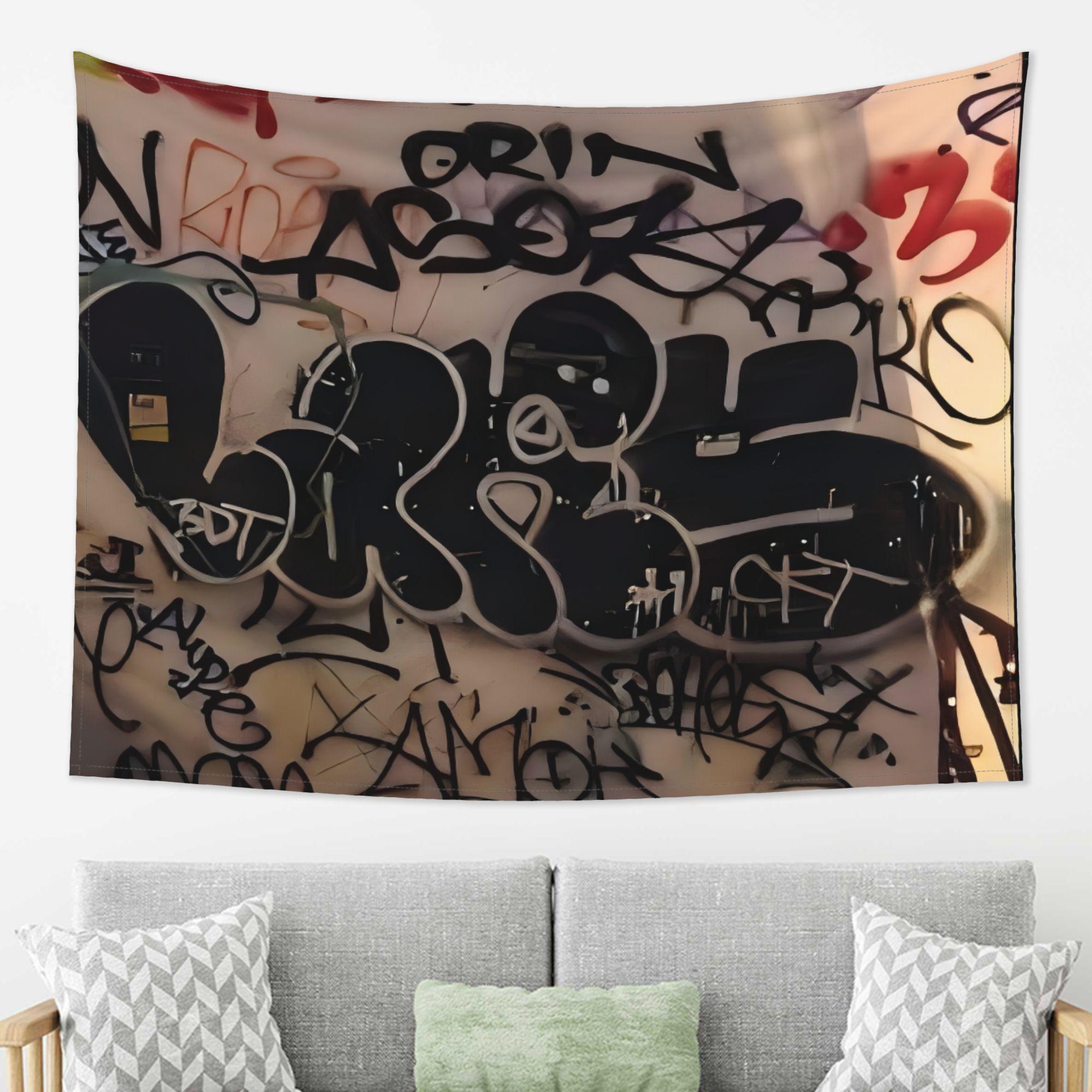 

Urban Graffiti Art Tapestry Wall Decor for Bedroom Cozy Atmosphere Street Style Home Decor and Modern City Vibes Enhancement 74x94cm(29x37in)