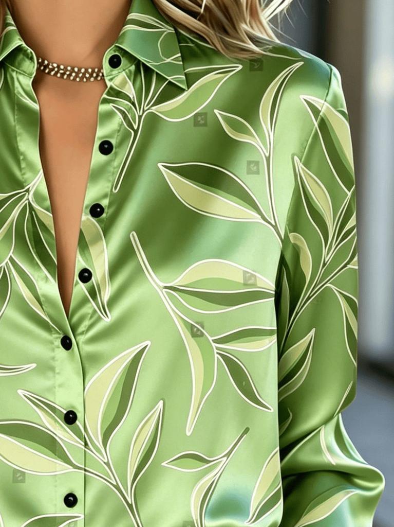 Elegante Damenbluse für Frühling und Sommer mit einem hochwertigen Aufdruck, geeignet für Geschäftsreisen