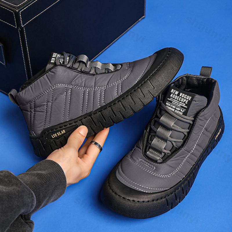 Fashion Winter Casual Plush Sport Shoes Mens Fashion Outdoor Ankle Boots Comfortable Warm Slip on Walking Flats for Men Footwear