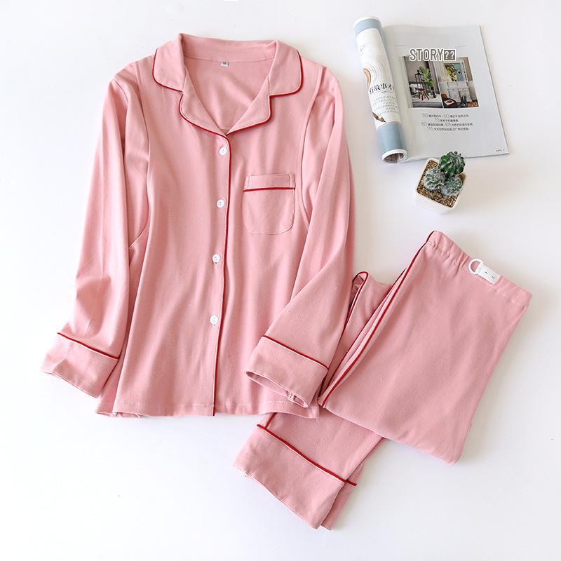Pure Cotton Knit Maternity Pajama Set - Long Sleeve Nursing Cardigan for Spring & Autumn