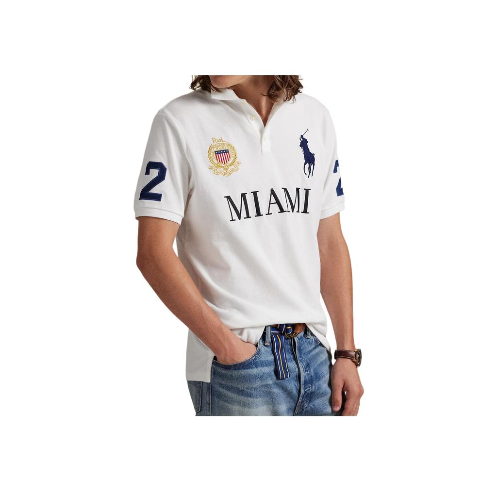 Polo Ralph Lauren Ribbed Mesh Letter Short Sleeve Classic Fit Polo Shirt Men Tops 710977438-001