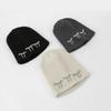 Bowknot Knitted Hat Wool Hat Knit Cap Casual Pearl Bow Beanies  Girls