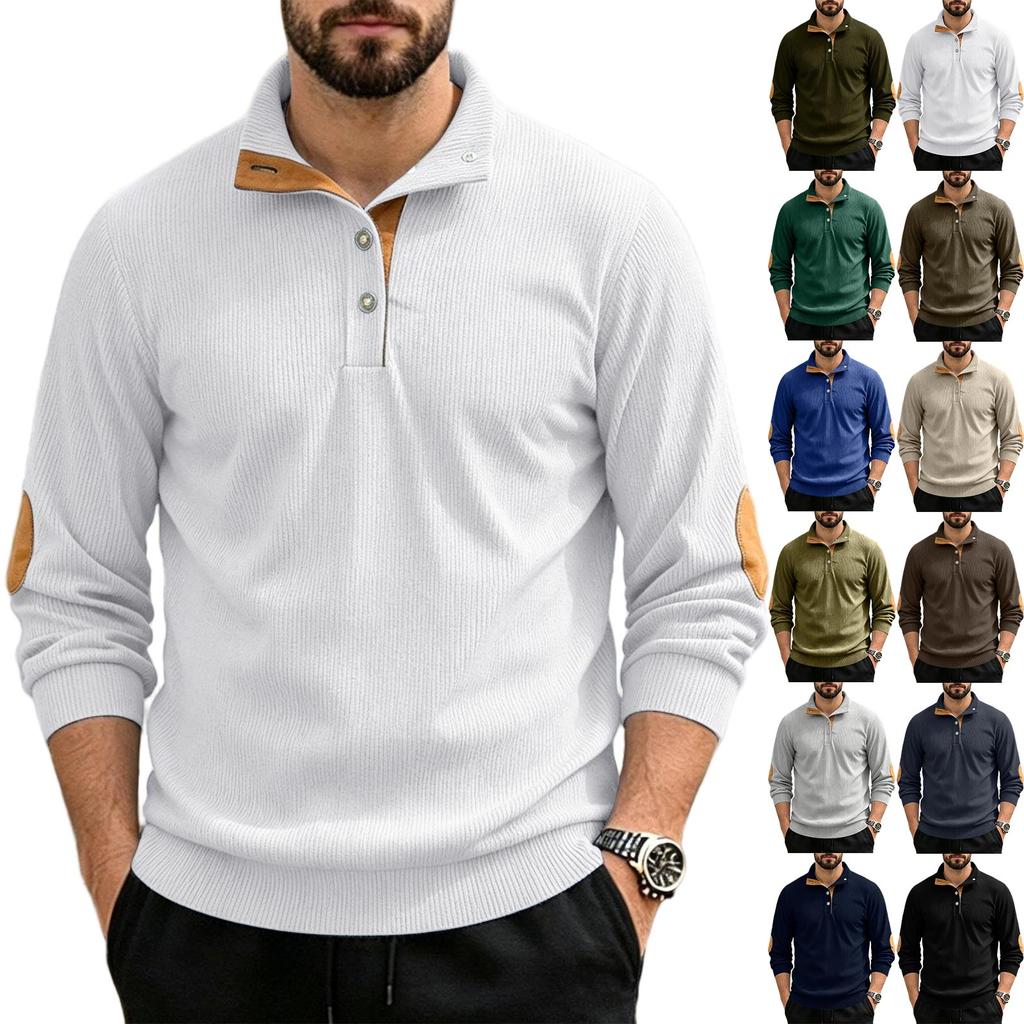 Men's Corduroy Long Sleeve Pullover Shirt Casual Fashion Top