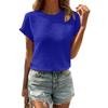 Elegant Solid Color Striped Casual Round Neck Short-sleeved T-shirt Top