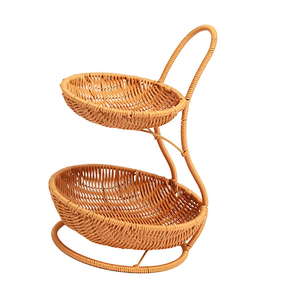 Stackable Plastic Wicker Basket Breathable Design Decorative Fruit Tray For Freshness Produces Storage Indoor Outdoor Use