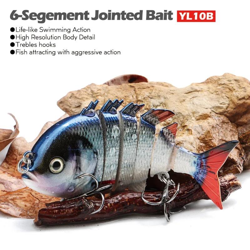 Hanlin 8cm 14.5g Esche da Pesca Multi-Articolate Affondanti Tipo Shad Wobbler Corpo Duro Swimbait Realistico Pesce Sole Bass Attrezzatura