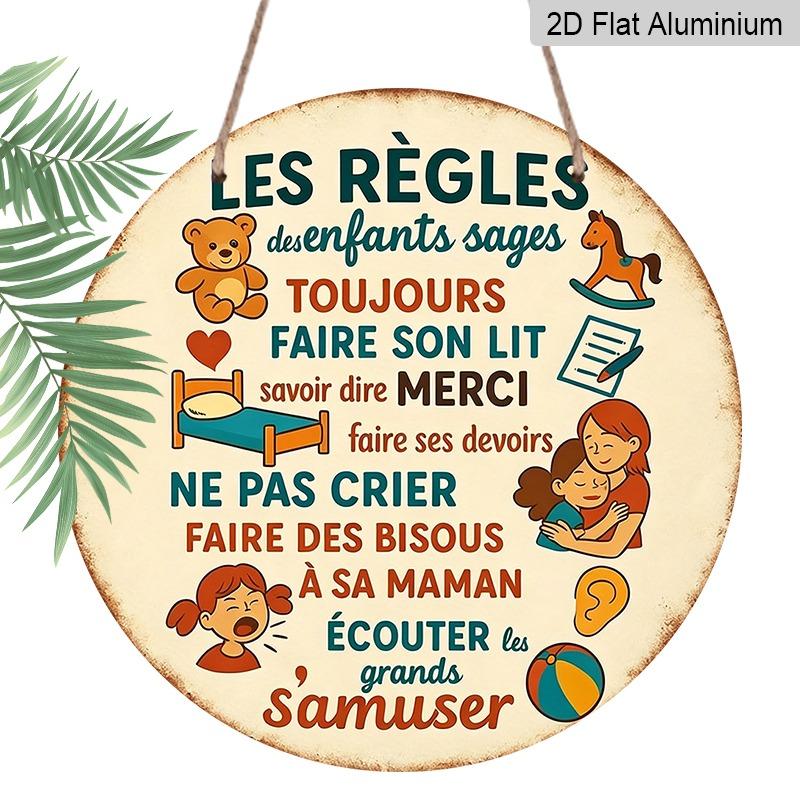 

2D Flat Retro French-style Aluminum Wall Decoration, Available in Various Sizes, Featuring Cartoon Characters and Children s Rules. Ideal for Home 20*20cm