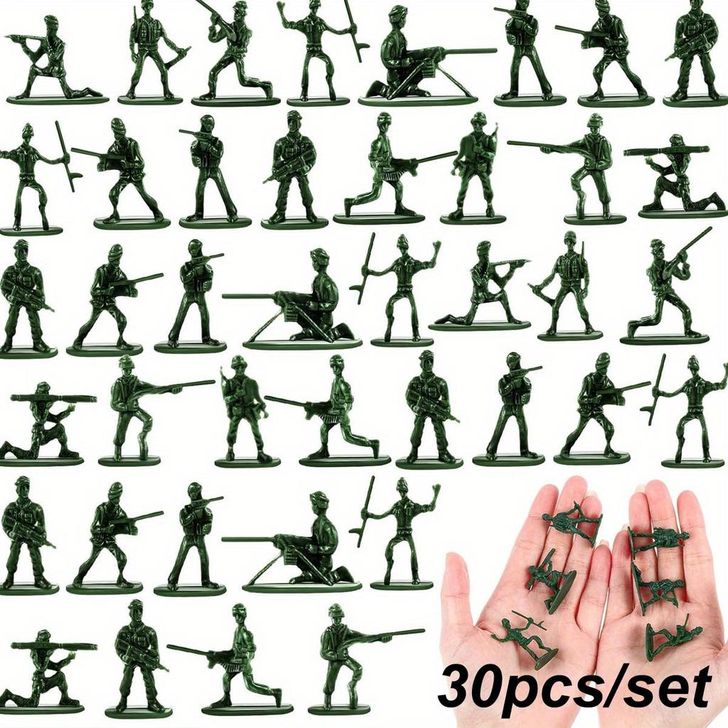 30pcs Miniature Plastic Soldier Models - 1.96 Inch Multicolor Military Figures for Party Decor, Birthday Gifts, ZSY